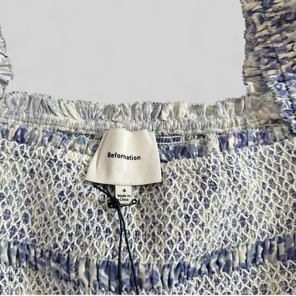 Reformation Dione Dress size 4 blue multi-NWT - Picture 7 of 11